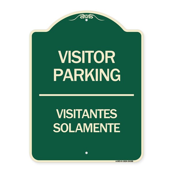 Signmission Bilingual Reserved Parking Visitor Parking Visitantes Solamente Alum Sign, 24" x 18", G-1824-24300 A-DES-G-1824-24300 - main